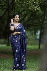 Ethereal Banarasi Woven Soft Silk Saree | Sona Rupa Zari Flower Design