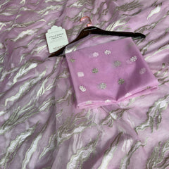 Lavender Haze Modern Zari Embroidered Kora Organza Saree