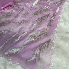 Lavender Haze Modern Zari Embroidered Kora Organza Saree