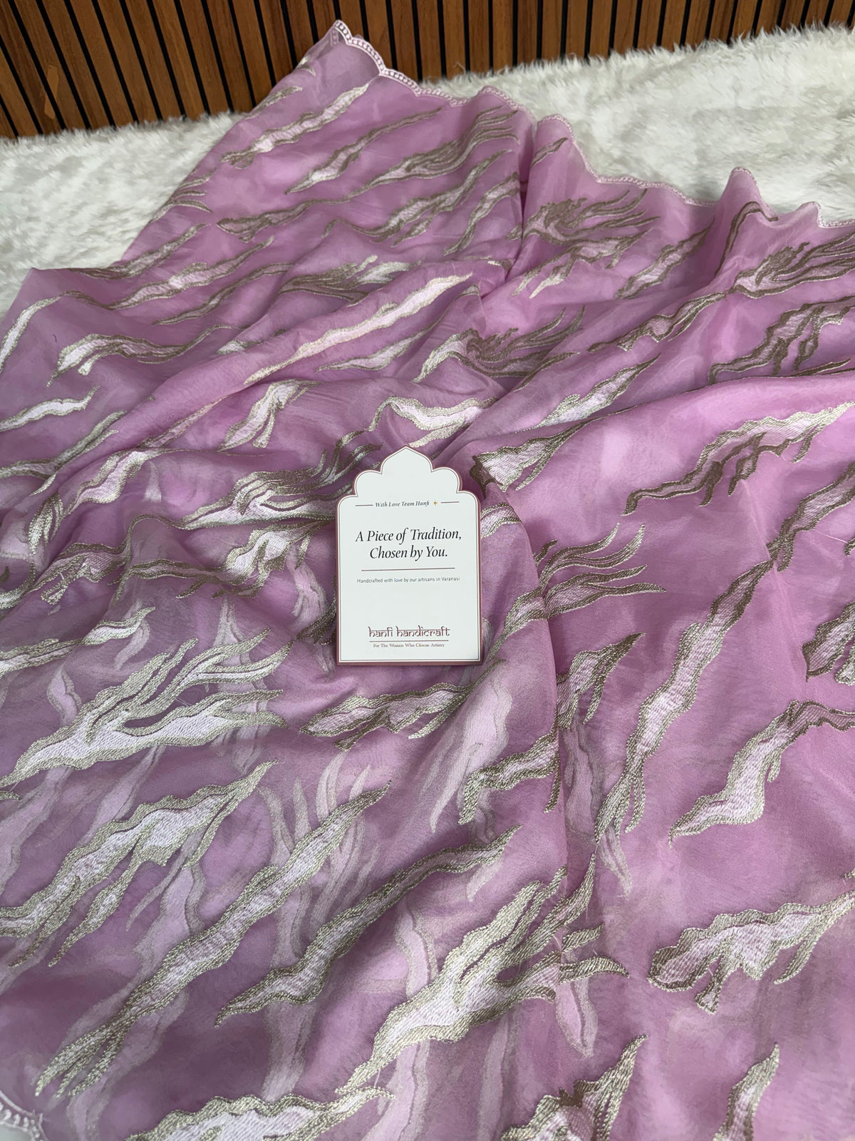 Lavender Haze Modern Zari Embroidered Kora Organza Saree
