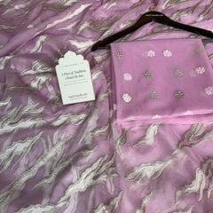 Lavender Haze Modern Zari Embroidered Kora Organza Saree