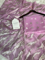 Lavender Haze Modern Zari Embroidered Kora Organza Saree