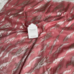 Rosewood Blush Modern Zari Embroidered Kora Organza Saree