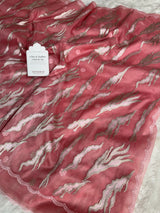 Rosewood Blush Modern Zari Embroidered Kora Organza Saree