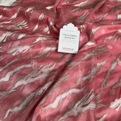 Rosewood Blush Modern Zari Embroidered Kora Organza Saree