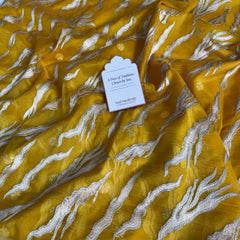 Golden Mustard Modern Zari Embroidered Kora Organza Saree