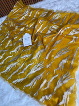Golden Mustard Modern Zari Embroidered Kora Organza Saree