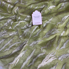 Pistachio Mist Modern Zari Embroidered Kora Organza Saree