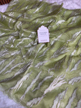 Pistachio Mist Modern Zari Embroidered Kora Organza Saree