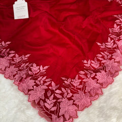 Scarlet Petal Embroidered Cutwork Kora Organza Saree