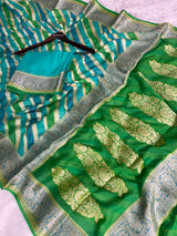 Lehariya Rangkaat Pure Khaddi Chiffon Banarasi Saree