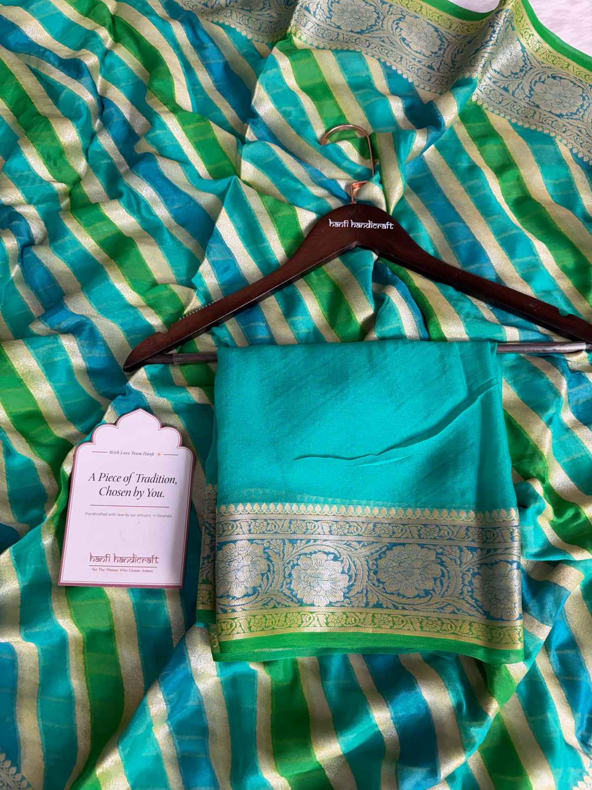 Lehariya Rangkaat Pure Khaddi Chiffon Banarasi Saree