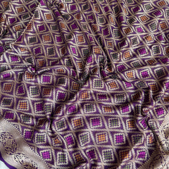 Royal Purple Pure Khaddi Chiffon Banarasi Saree with Bandhej Weaving