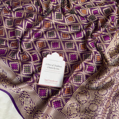 Royal Purple Pure Khaddi Chiffon Banarasi Saree with Bandhej Weaving