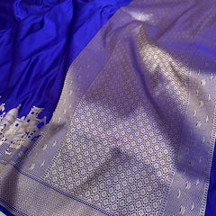Royal Blue Kashi Ghat Mashru Silk Banarasi Saree