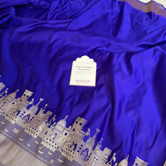 Royal Blue Kashi Ghat Mashru Silk Banarasi Saree