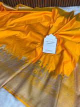 Yellow Gold Kashi Ghat Mashru Silk Banarasi Saree
