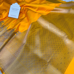 Yellow Gold Kashi Ghat Mashru Silk Banarasi Saree