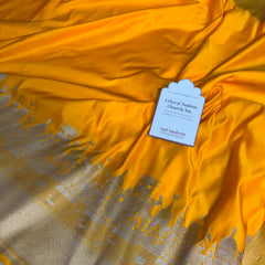 Yellow Gold Kashi Ghat Mashru Silk Banarasi Saree