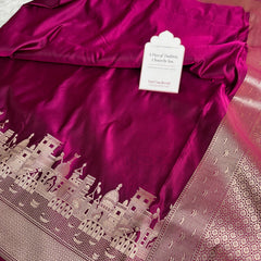 Gulabi Pink Kashi Ghat Mashru Silk Banarasi Saree