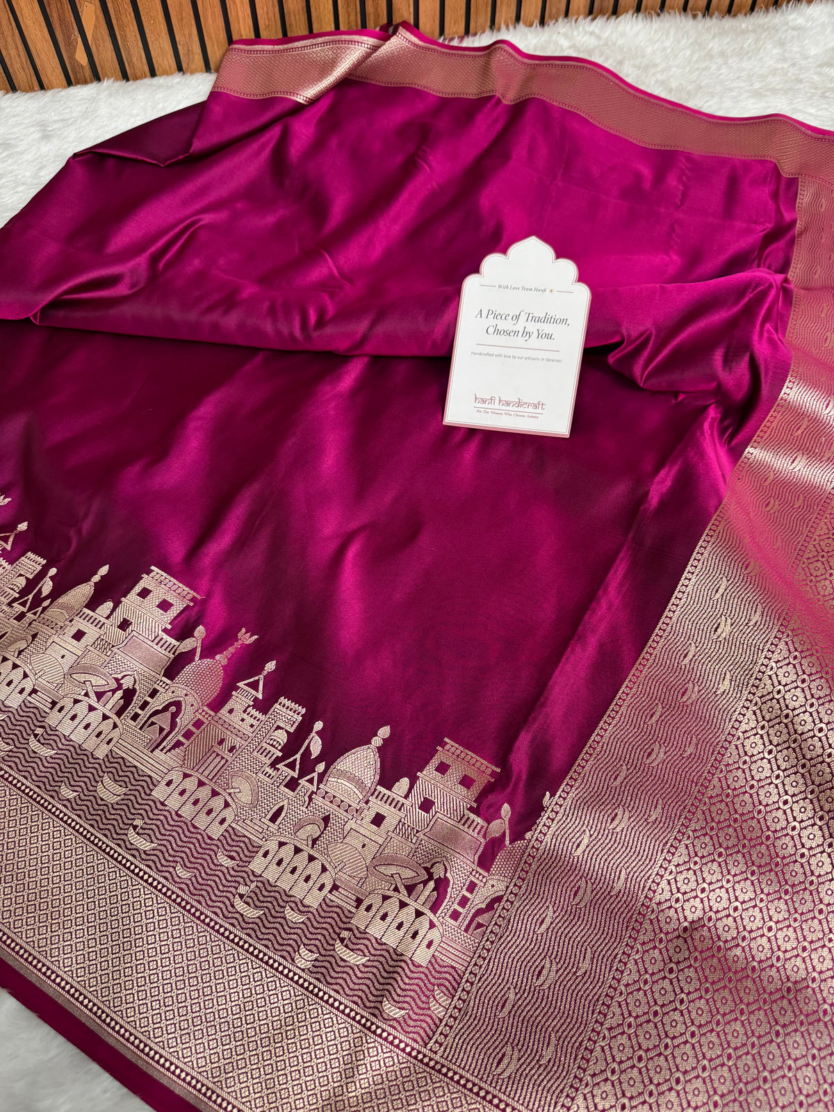 Gulabi Pink Kashi Ghat Mashru Silk Banarasi Saree