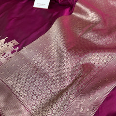 Gulabi Pink Kashi Ghat Mashru Silk Banarasi Saree