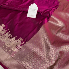 Gulabi Pink Kashi Ghat Mashru Silk Banarasi Saree