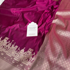 Gulabi Pink Kashi Ghat Mashru Silk Banarasi Saree