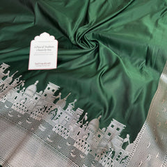 Mehndi Green Kashi Ghat Mashru Silk Banarasi Saree