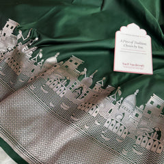 Mehndi Green Kashi Ghat Mashru Silk Banarasi Saree