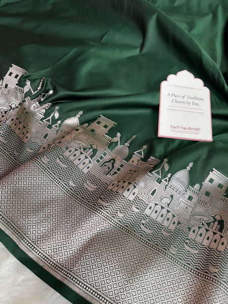 Mehndi Green Kashi Ghat Mashru Silk Banarasi Saree