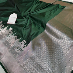 Mehndi Green Kashi Ghat Mashru Silk Banarasi Saree