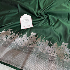 Mehndi Green Kashi Ghat Mashru Silk Banarasi Saree