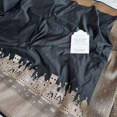 Classic Black Kashi Ghat Mashru Silk Banarasi Saree