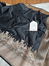 Classic Black Kashi Ghat Mashru Silk Banarasi Saree