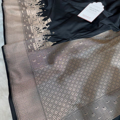 Classic Black Kashi Ghat Mashru Silk Banarasi Saree