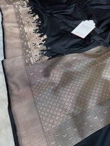 Classic Black Kashi Ghat Mashru Silk Banarasi Saree