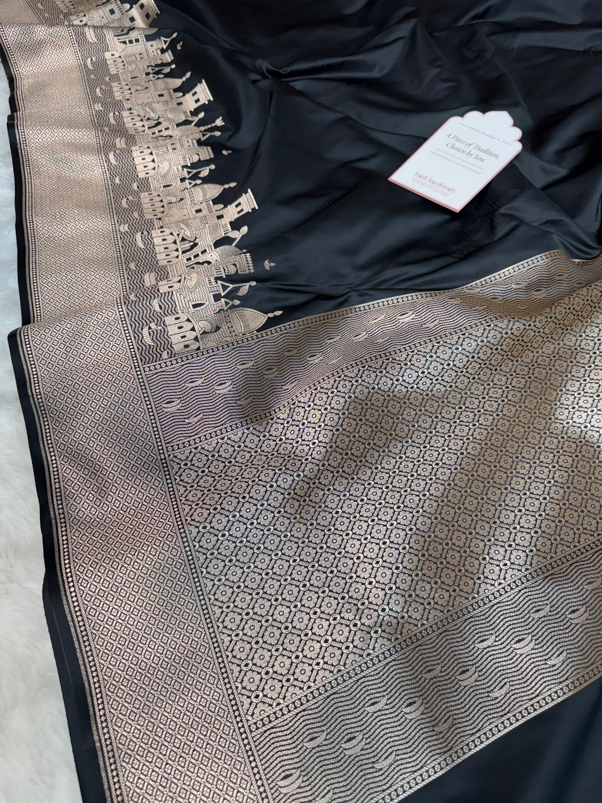 Classic Black Kashi Ghat Mashru Silk Banarasi Saree