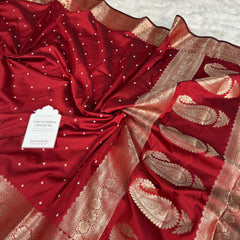 Ruby Red Kusumika Pearl Handwork Soft Silk Saree