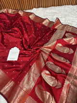 Ruby Red Kusumika Pearl Handwork Soft Silk Saree