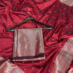 Ruby Red Kusumika Pearl Handwork Soft Silk Saree
