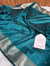 Saffire Green Kusumika Pearl Handwork Soft Silk Saree