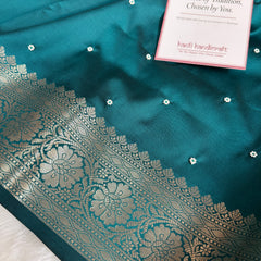 Saffire Green Kusumika Pearl Handwork Soft Silk Saree