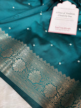 Saffire Green Kusumika Pearl Handwork Soft Silk Saree