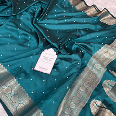 Saffire Green Kusumika Pearl Handwork Soft Silk Saree
