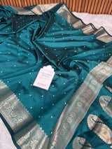 Saffire Green Kusumika Pearl Handwork Soft Silk Saree