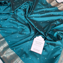 Saffire Green Kusumika Pearl Handwork Soft Silk Saree