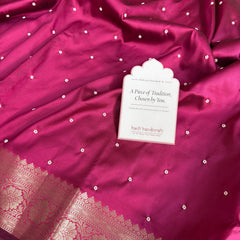 Rani Pink Kusumika Pearl Handwork Soft Silk Saree