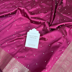 Rani Pink Kusumika Pearl Handwork Soft Silk Saree