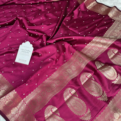 Rani Pink Kusumika Pearl Handwork Soft Silk Saree